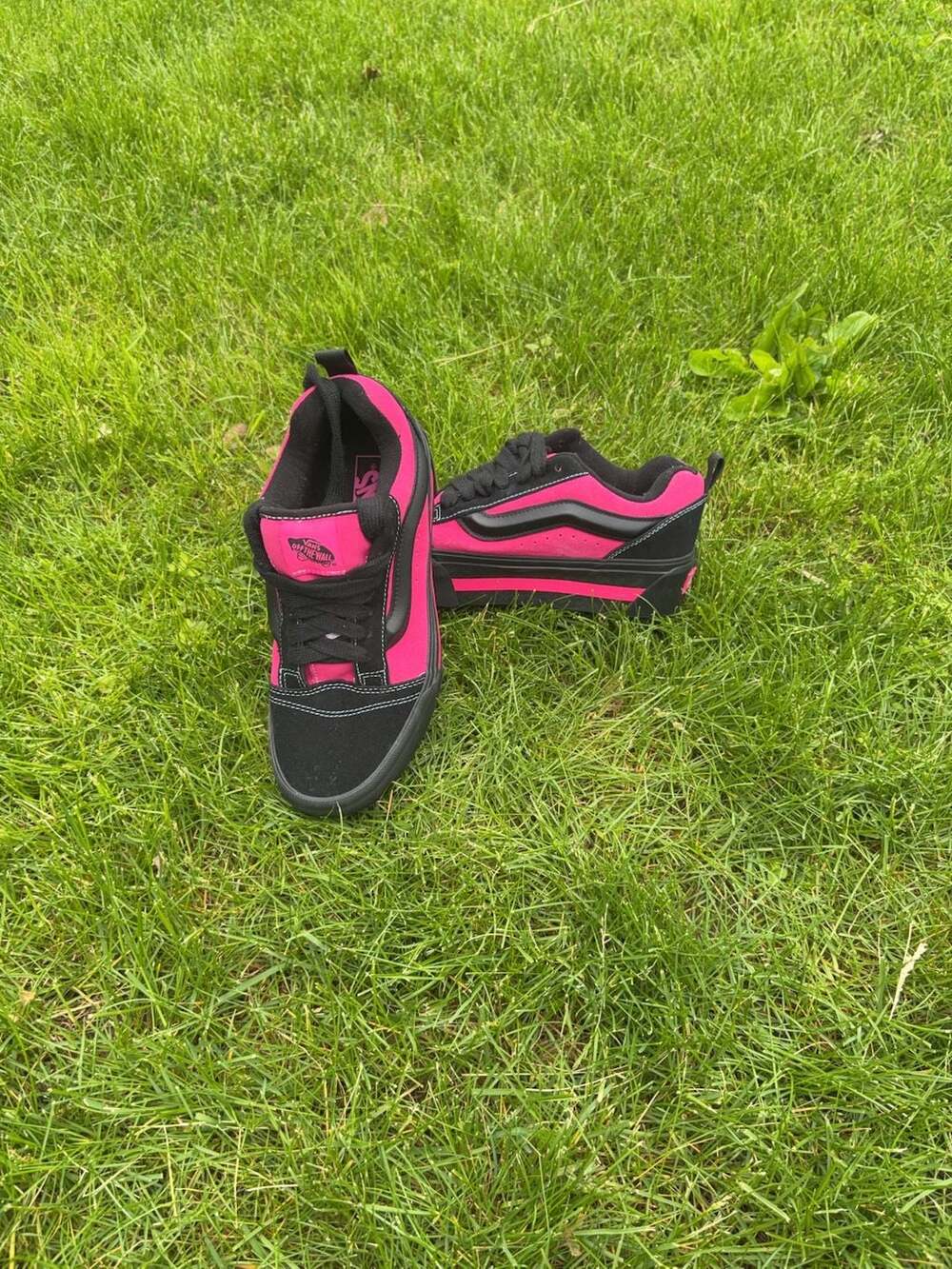 VANS Knu Skate Platform Stacked Sneakers Black Pink 7M /8.5W